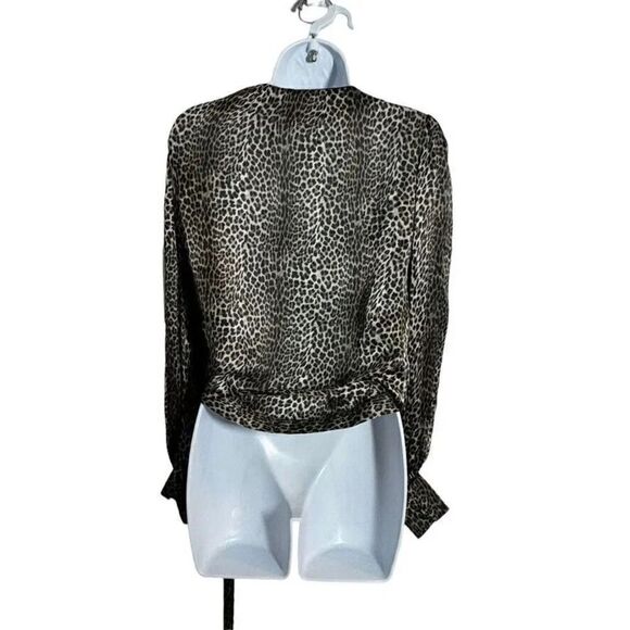 Generation Love 100% silk wrap top blouse Animal leopard print size small - Picture 4 of 12